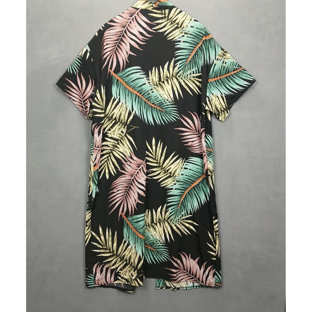 Shein Curvy Kimono Top Womens 2XL Black Botanical Short Sleeve Open Front Boho - Picture 2 of 8